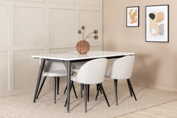 Jimms Forlengningsbar Spisegruppe 150 cm inkl. 4 Sedavi Stol - Hvit/Svart/Grå - Møbler - Bord - Spisegruppe