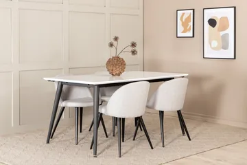 Jimms Forlengningsbar Spisegruppe 150 cm inkl. 4 Sedavi Stol - Hvit/Svart/Grå - Møbler - Bord - Spisegruppe