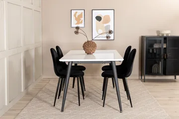 Jimms Forlengningsbar Spisegruppe 150 cm inkl. 4 Pontus Stol - Hvit/Svart - Møbler - Bord - Spisegruppe