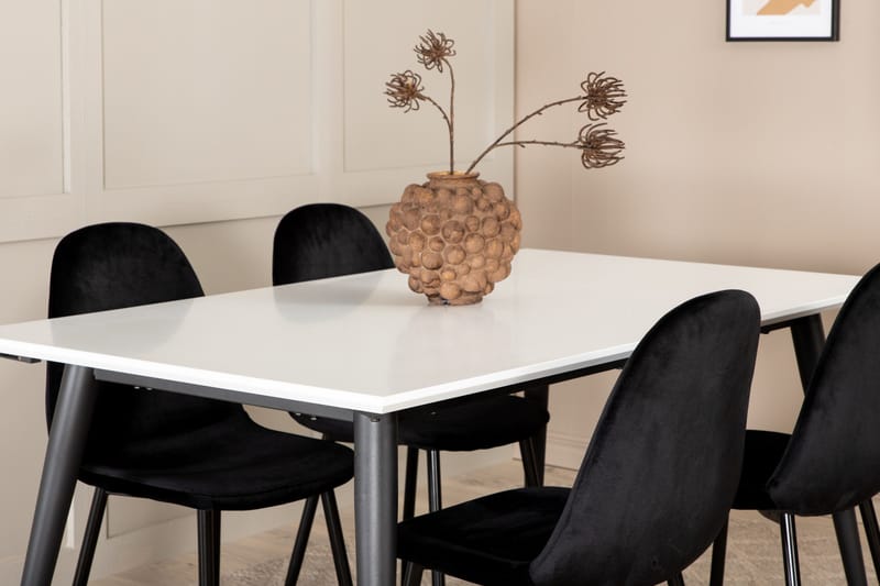Jimms Forlengningsbar Spisegruppe 150 cm inkl. 4 Pontus Stol - Hvit/Svart - Møbler - Bord - Spisegruppe