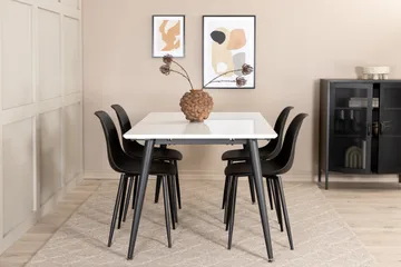 Jimms Forlengningsbar Spisegruppe 150 cm inkl. 4 Pontus Stol - Hvit/Svart - Møbler - Bord - Spisegruppe
