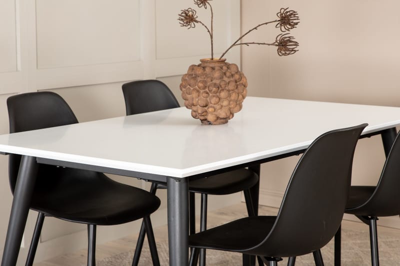 Jimms Forlengningsbar Spisegruppe 150 cm inkl. 4 Pontus Stol - Hvit/Svart - Møbler - Bord - Spisegruppe