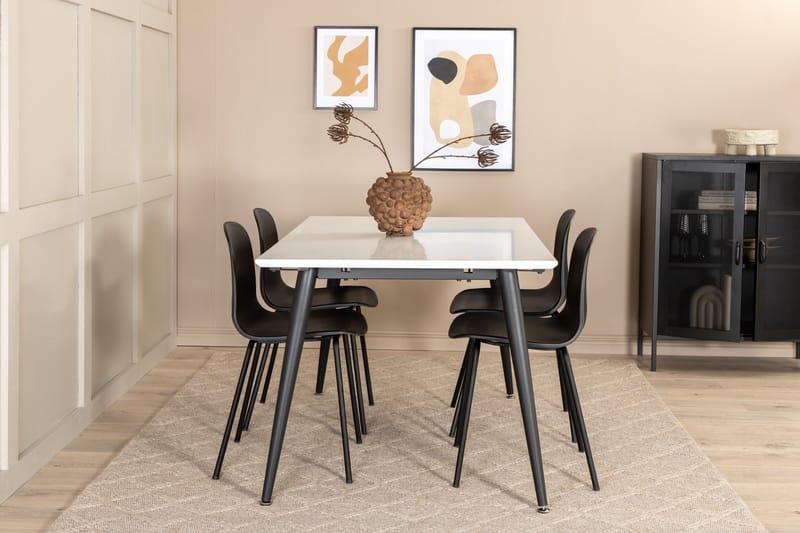 Jimms Forlengningsbar Spisegruppe 150cm inkl. 4 Kullersbro S - Hvit/Svart - Møbler - Bord - Spisegruppe