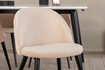 Jimmy spisebord med 4 Fløyel Spisestol - Møbler - Bord - Spisegruppe