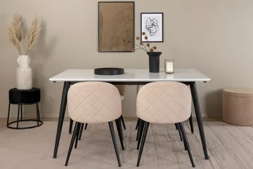 Jimmy spisebord med 4 Fløyel Spisestol - Møbler - Bord - Spisegruppe