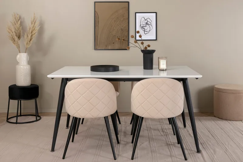 Jimmy spisebord med 4 Fløyel Spisestol - Møbler - Bord - Spisegruppe