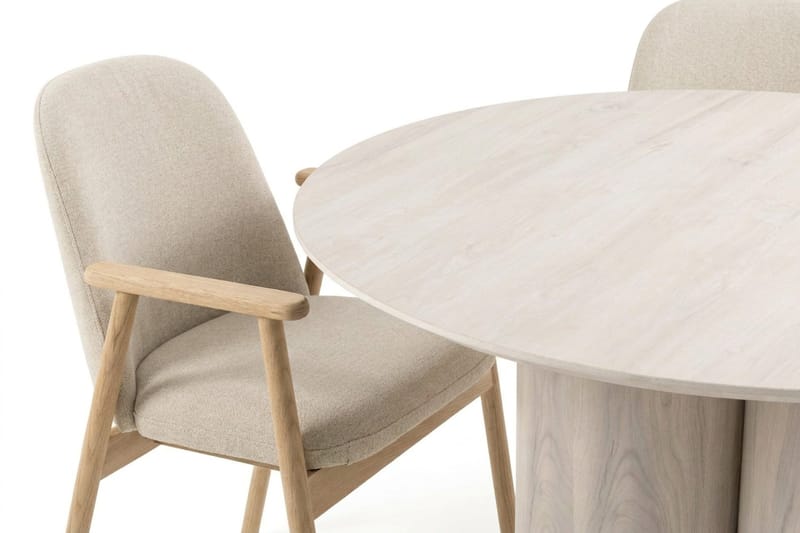 Juno spisegruppe rund 110 cm hvitlasert med 4 Reciclar spisestoler - Hvitlasert - Møbler - Bord - Spisegruppe