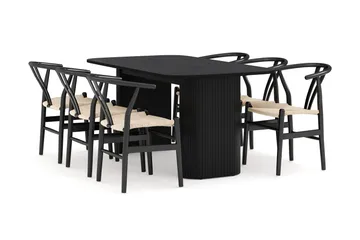 Kopparbo Matgruppe 160 cm med 6 Dastoori Spisestol - Svart - Møbler - Bord - Spisegruppe