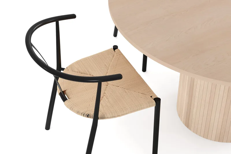 Kopparbo Spisegruppe 130 cm Rund inkl. 4 Elysia Stoler - Beige / Svart - Møbler - Bord - Spisegruppe