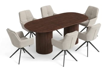 Kopparbo spisegruppe oval 180 cm valnøtt med 6 Torsby spisestoler - Valnøtt - Møbler - Bord - Spisegruppe