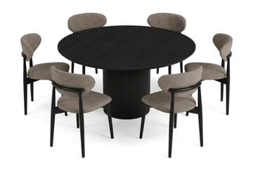 Kopparbo spisegruppe rund 150 cm svart med 6 Molly spisestoler - Svart - Møbler - Bord - Spisegruppe