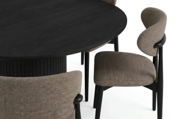Kopparbo spisegruppe rund 150 cm svart med 6 Molly spisestoler - Svart - Møbler - Bord - Spisegruppe