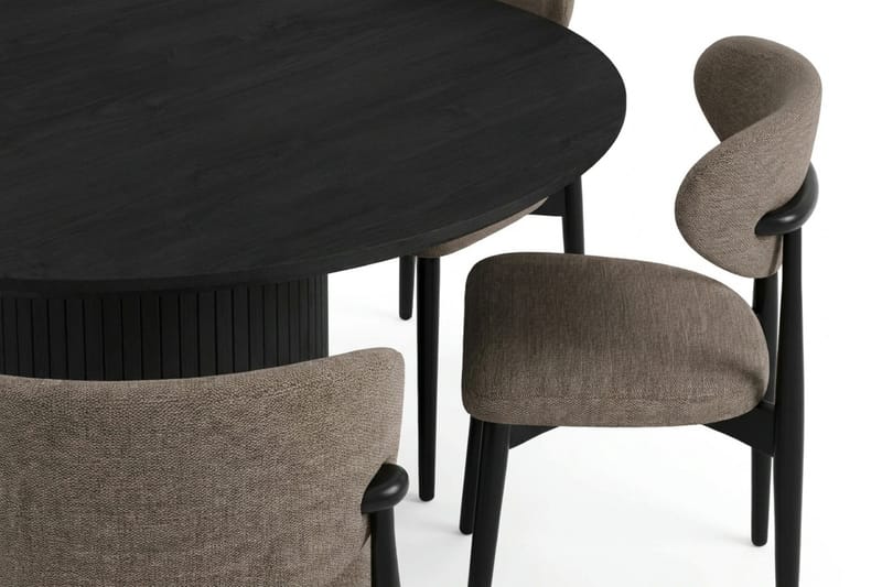 Kopparbo spisegruppe rund 150 cm svart med 6 Molly spisestoler - Svart - Møbler - Bord - Spisegruppe