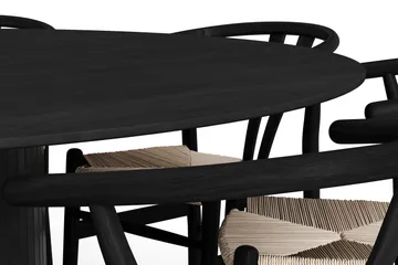 Kopparbo spisegruppe rund 180 cm svart med 8 Dastoori spisestoler - Svart - Møbler - Bord - Spisegruppe