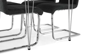 Kronblom Spisegruppe 120 cm med 4 Cibus Stol - Hvit/Krom/Grå - Møbler - Bord - Spisegruppe