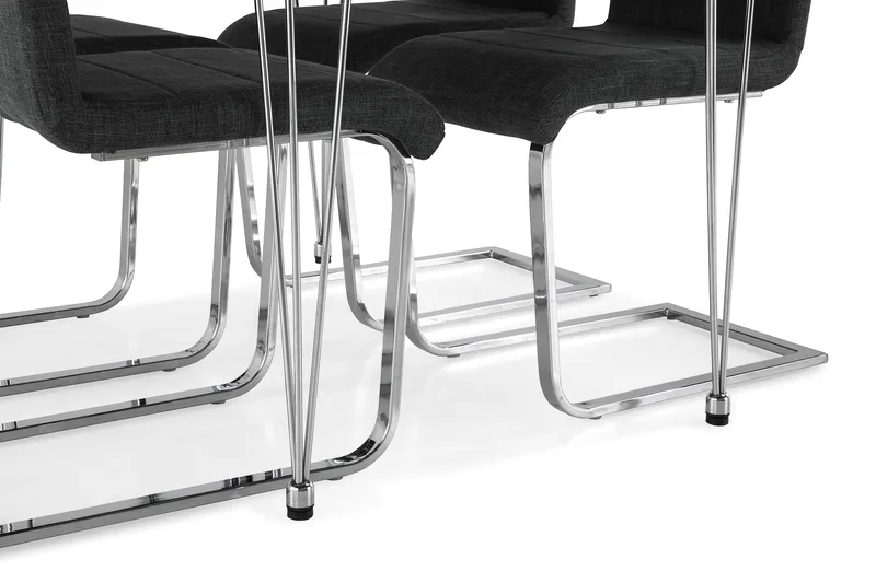 Kronblom Spisegruppe 120 cm med 4 Cibus Stol - Hvit/Krom/Grå - Møbler - Bord - Spisegruppe