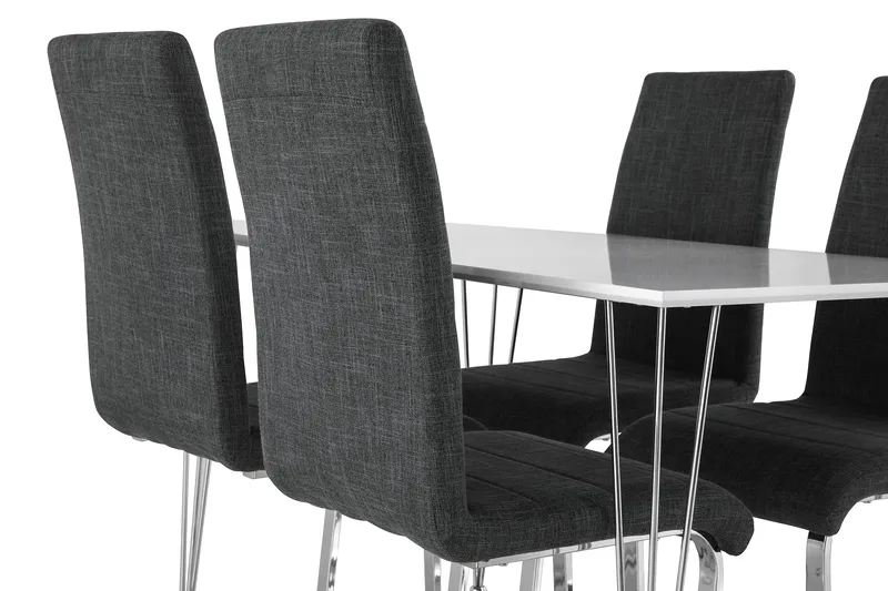 Kronblom Spisegruppe 120 cm med 4 Cibus Stol - Hvit/Krom/Grå - Møbler - Bord - Spisegruppe