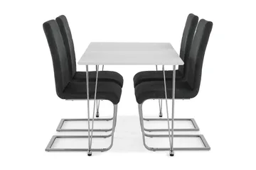 Kronblom Spisegruppe 120 cm med 4 Cibus Stol - Hvit/Krom/Grå - Møbler - Bord - Spisegruppe