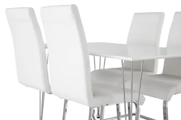 Kronblom Spisegruppe 120 cm med 4 Cibus Stol - Hvit/Krom/Hvit PU - Møbler - Bord - Spisegruppe