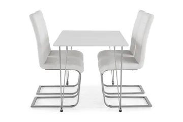 Kronblom Spisegruppe 120 cm med 4 Cibus Stol - Hvit/Krom/Hvit PU - Møbler - Bord - Spisegruppe