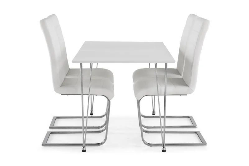 Kronblom Spisegruppe 120 cm med 4 Cibus Stol - Hvit/Krom/Hvit PU - Møbler - Bord - Spisegruppe
