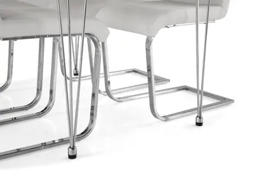 Kronblom Spisegruppe 120 cm med 4 Cibus Stol - Hvit/Krom/Hvit PU - Møbler - Bord - Spisegruppe