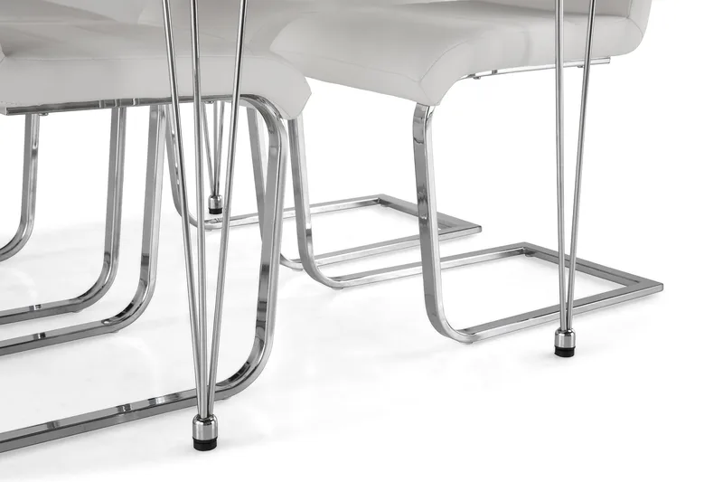 Kronblom Spisegruppe 120 cm med 4 Cibus Stol - Hvit/Krom/Hvit PU - Møbler - Bord - Spisegruppe