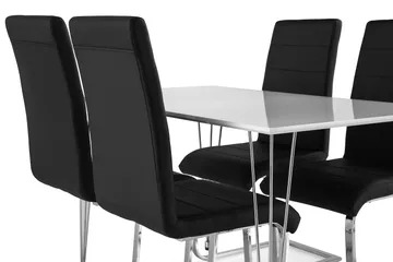 Kronblom Spisegruppe 120 cm med 4 Cibus Stol - Hvit/Krom/Svart PU - Møbler - Bord - Spisegruppe