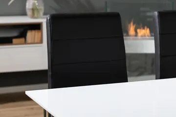 Kronblom Spisegruppe 120 cm med 4 Cibus Stol - Hvit/Krom/Svart PU - Møbler - Bord - Spisegruppe