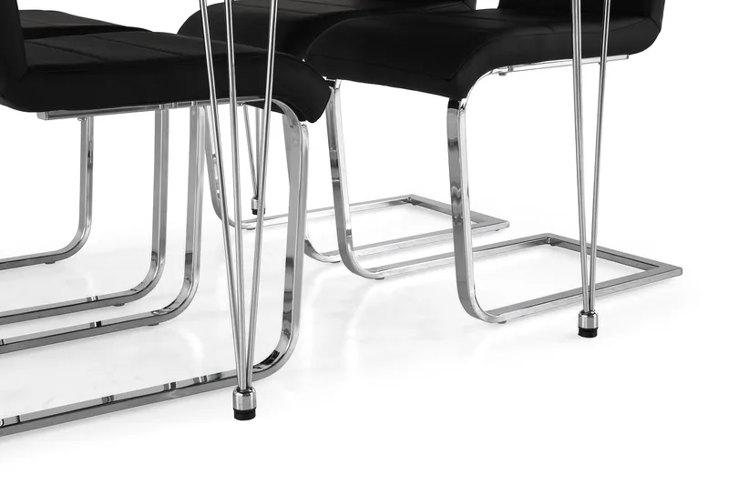 Kronblom Spisegruppe 120 cm med 4 Cibus Stol - Hvit/Krom/Svart PU - Møbler - Bord - Spisegruppe