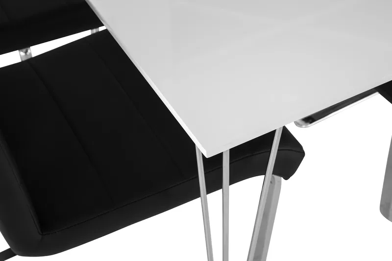 Kronblom Spisegruppe 120 cm med 4 Cibus Stol - Hvit/Krom/Svart PU - Møbler - Bord - Spisegruppe