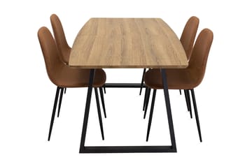 Leah Forlengningsbar Spisegruppe med 4 Pontus Stoler - Brun | Beige - Møbler - Bord - Spisegruppe
