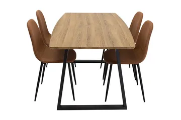 Leah Forlengningsbar Spisegruppe med 4 Pontus Stoler - Brun | Beige - Møbler - Bord - Spisegruppe