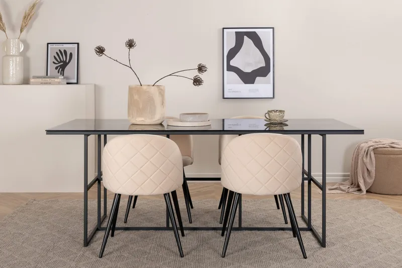 Leif Spisebord med 4stk Velvet Spisestol - Møbler - Bord - Spisegruppe