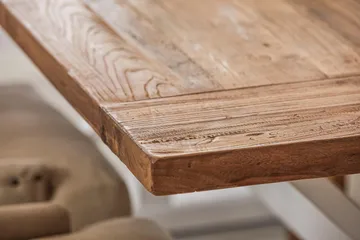 Lyon Förlängningsbar Matgrupp 200 cm med 6 Viktoria Stol Bloomington Natur/Vit/Beige Beige/White - Møbler - Bord - Spisegruppe