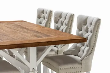 Lyon Forlengbar Spisegruppe 200 cm inkl. 6 Bergviken Stoler - Brun/Hvit - Møbler - Bord - Spisegruppe