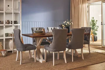 Lyon Forlengbar Spisegruppe 200 cm inkl. 6 Bergviken Stoler - Brun/Hvit - Møbler - Bord - Spisegruppe