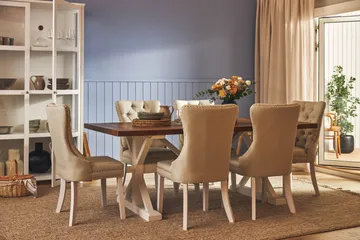 Lyon Forlengbar Spisegruppe 200 cm inkl. 6 Bergviken Stoler - Brun/Hvit - Møbler - Bord - Spisegruppe