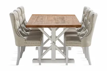Lyon Forlengbar Spisegruppe 200 cm inkl. 6 Bergviken Stoler - Brun/Hvit - Møbler - Bord - Spisegruppe