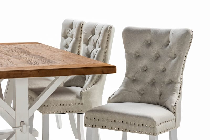 Lyon Forlengbar Spisegruppe 200 cm inkl. 6 Bergviken Stoler - Brun/Hvit - Møbler - Bord - Spisegruppe