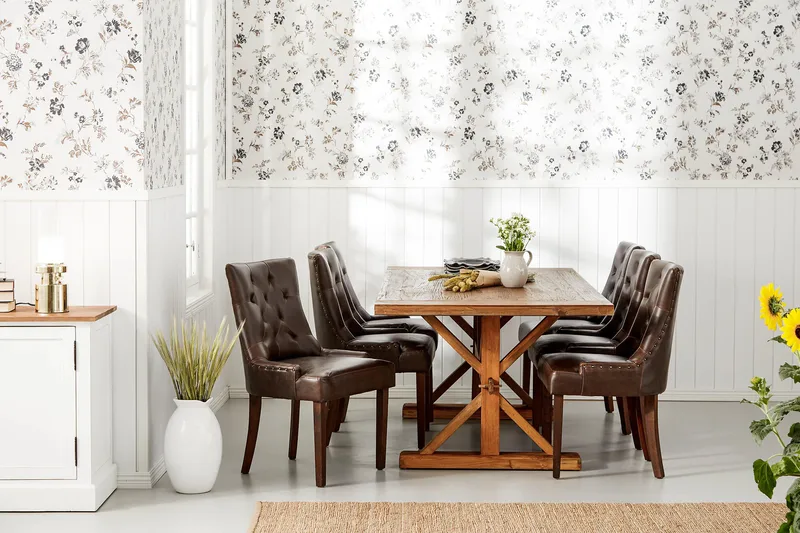 Lyon Forlengningsbar Spisegruppe 200 cm med 6 Tuva Stol - Natur/Brun - Møbler - Bord - Spisegruppe