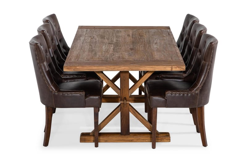 Lyon Forlengningsbar Spisegruppe 200 cm med 6 Tuva Stol - Natur/Brun - Møbler - Bord - Spisegruppe