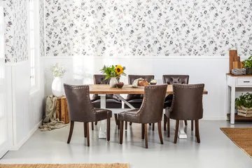 Lyon Forlengningsbar Spisegruppe 200 cm med 6 Tuva Stol - Natur/Hvit/Brun - Møbler - Bord - Spisegruppe