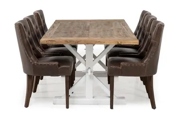 Lyon Forlengningsbar Spisegruppe 200 cm med 6 Tuva Stol - Natur/Hvit/Brun - Møbler - Bord - Spisegruppe