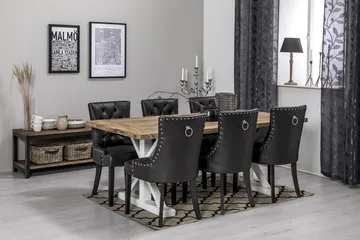 Lyon Forlengningsbar Spisegruppe 200 cm med 6 Tuva Stol - Natur/Hvit/Svart - Møbler - Bord - Spisegruppe