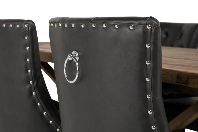 Lyon Forlengningsbar Spisegruppe 200 cm med 6 Tuva Stol - Natur/Svart - Møbler - Bord - Spisegruppe