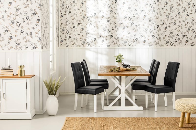 Lyon Forlengningsbar Spisegruppe 200 cm med 6 Viktor Stol - Natur/Hvit/Svart - Møbler - Bord - Spisegruppe