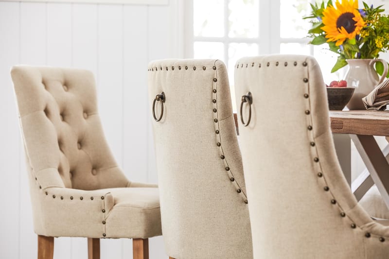 Lyon Forlengningsbar Spisegruppe 200 cm med 6 Viktoria Stol - Natur/Hvit/Beige - Møbler - Bord - Spisegruppe