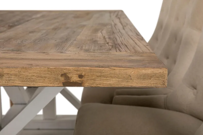 Lyon Forlengningsbar Spisegruppe 200 cm med 6 Viktoria Stol - Natur/Hvit/Beige - Møbler - Bord - Spisegruppe