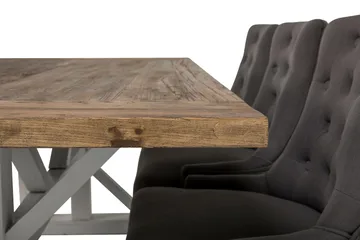 Lyon Forlengningsbar Spisegruppe 200 cm med 6 Viktoria Stol - Natur/Hvit/Grå - Møbler - Bord - Spisegruppe